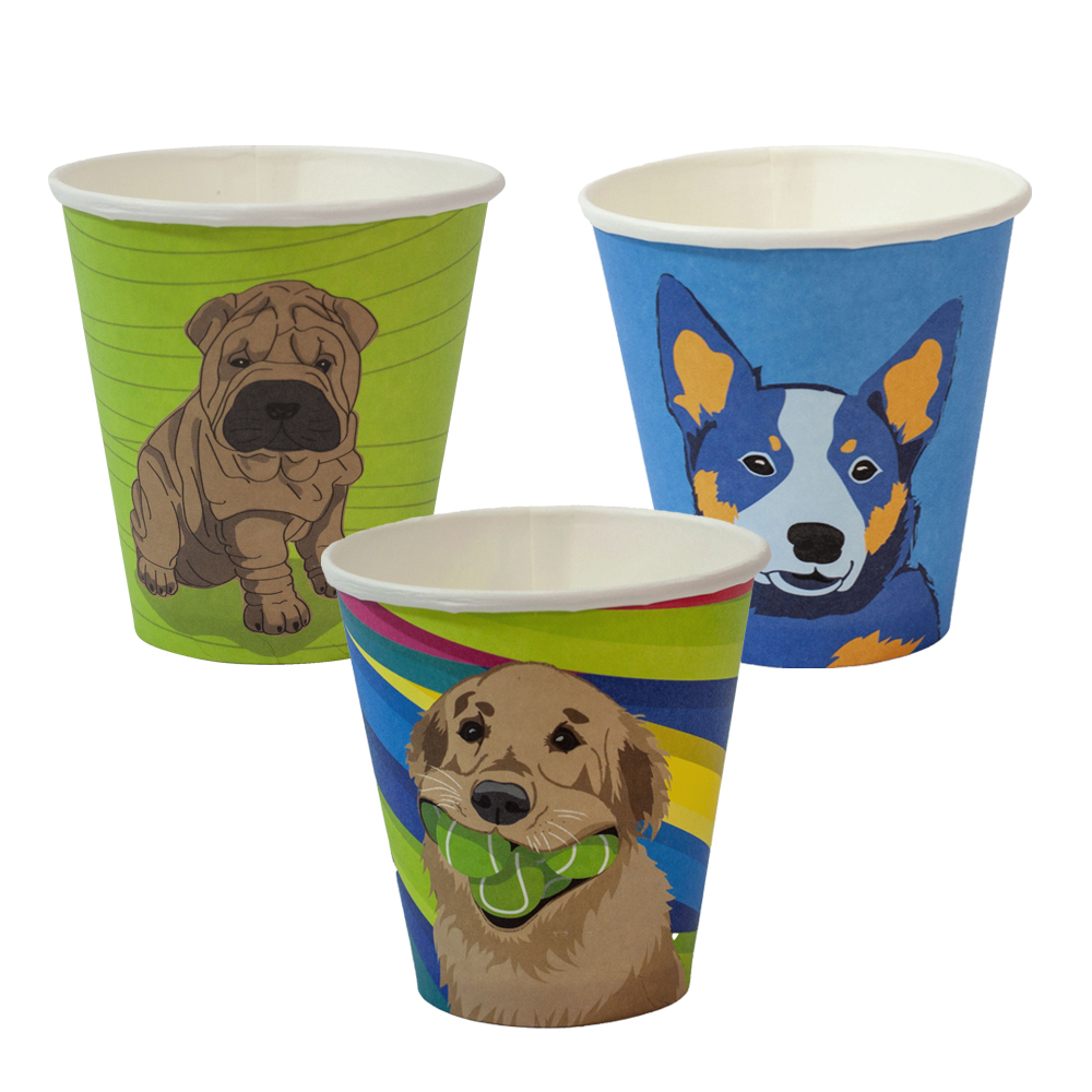 FPA 8OZ DOG SERIES DOUBLE WALL COMPOSTABLE CUP 25PC