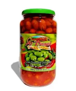 Green Olives Hot Pepper Al Dayaa 35oz