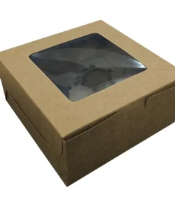 Brown 4 Cup Cupcake Box with Window 16x16x7.5cm