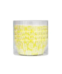 Yellow Flower PVC Cupcake Casings Pack of 80
