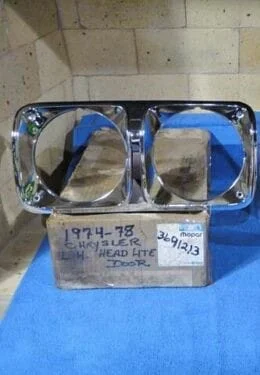 NOS Mopar Left Headlight Bezel 1974-8 Chrysler Newport & New Yorker
