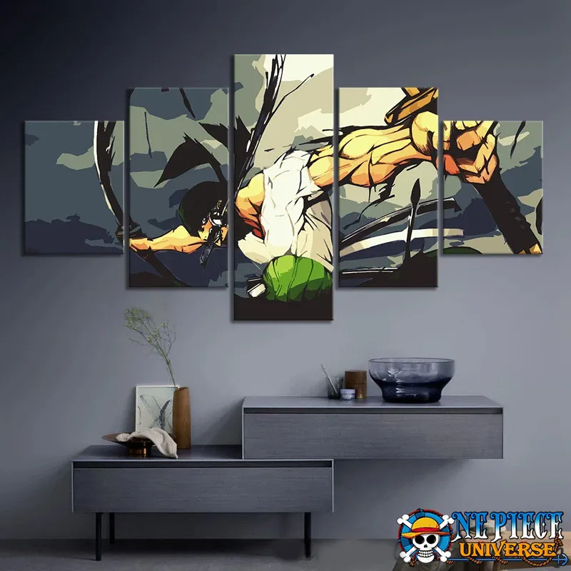 Anime Roronoa Zoro Canvas Wall Decor 5 Panels New